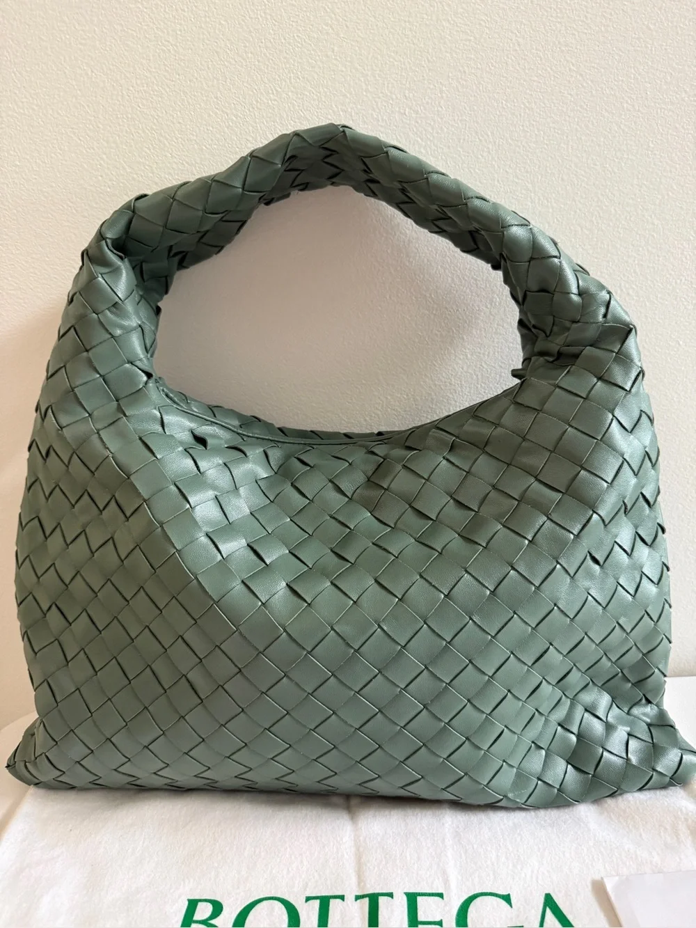BOTTEGA VENETA Small Hop Nappa Intrecciato Leather Handbag Bag, Aloe Green